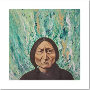 Sitting Bull in Liquid Green Posters and Art